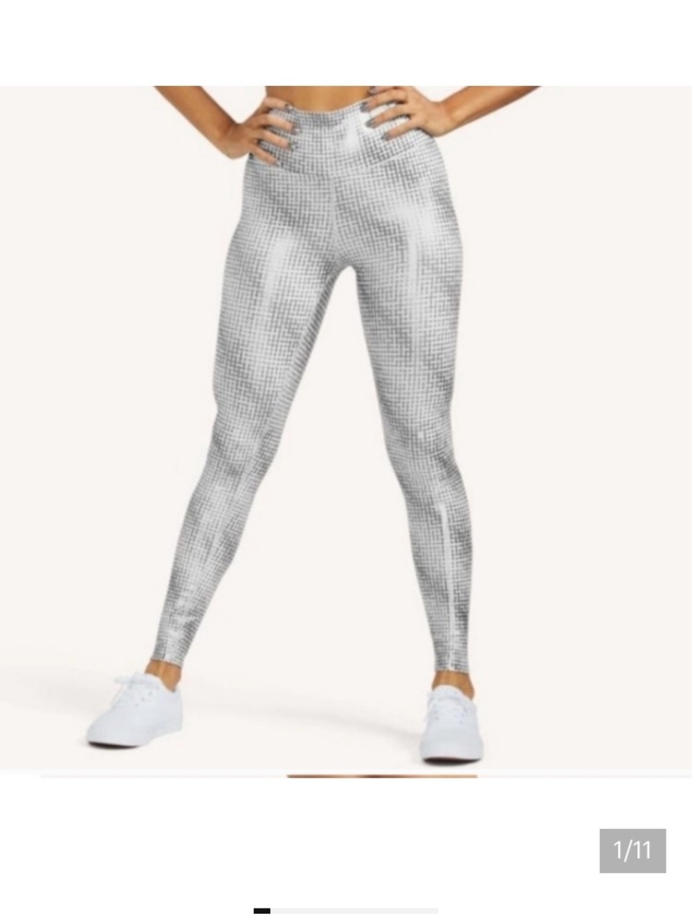 Peloton White and Gray Metalic Textured High-Waist Leggings Small